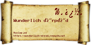 Wunderlich Árpád névjegykártya