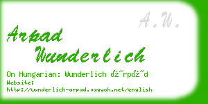 arpad wunderlich business card